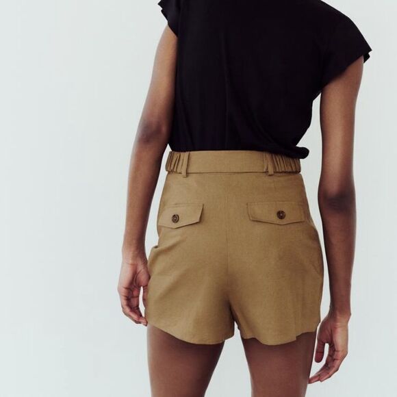 Zara Linen Blend Skort Belted New - Picture 2 of 8